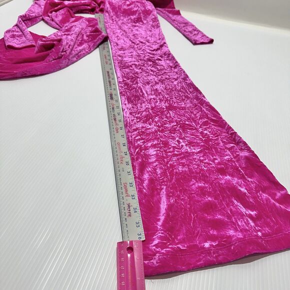 NWT Versace Jumpsuit 38 US 2 Biggie Medusa Pink Crushed Velvet Flare Leg $3,225 - Picture 12 of 15